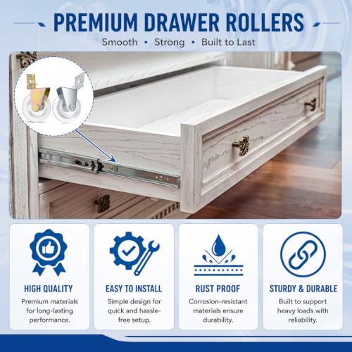 Therwen 8 Pack Drawer Guide Rollers 1 Inch Drawer Slide Replacement Part