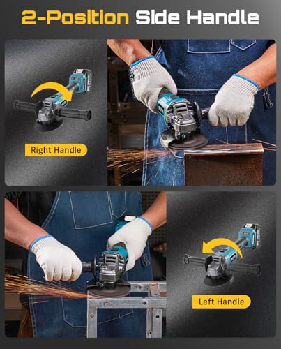 SEESII Cordless Angle Grinder 4-1/2 Inch, 10000RPM Brushless Motor