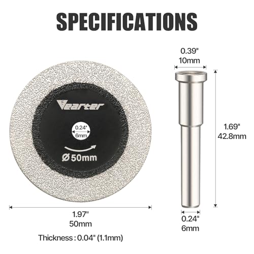 1.97'' Diamond Glass Cutting Disc 5PCS with 0.24" Round Mandrel