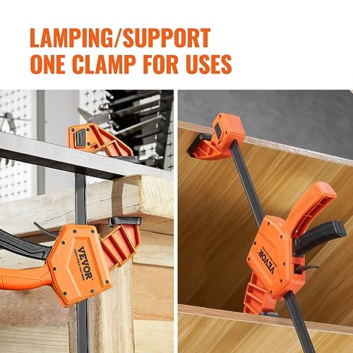 VEVOR Bar Clamps for Woodworking, 2-Pack 24" One-Handed Clamp/Spreader, Quick-Change F Clamp with 300 lbs Load Limit, High-strength Plastic and Carbon Steel, Wood Clamps for Woodworking Metal Working - size: 24"(2 Pack), style: Quick Grip