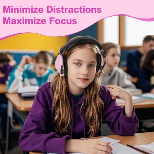 Floriogra Noise Cancelling Headphones for Kids/Toddler 28dB SNR Ear Muffs - color: Pink