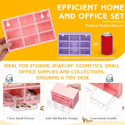 Wenqik 2 Pcs Mini Storage Drawers, Purple, Pink - color: Purple, Pink