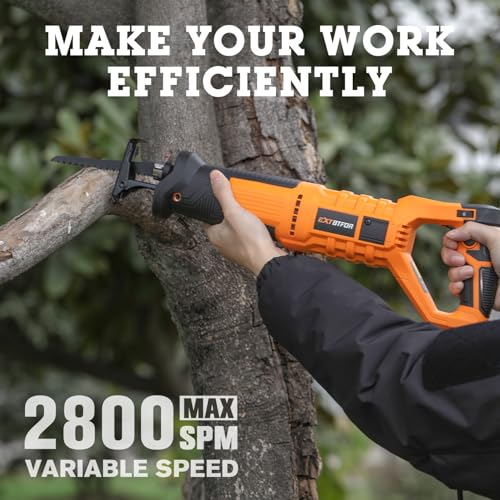 7Amp Reciprocating Saw, 360° Handle 6 Variable Speed 5 Saw Blades