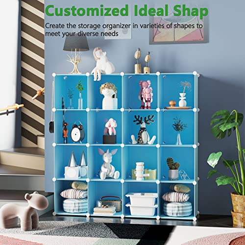 C&AHOME 16 Cube Storage Organizer Cube Shelves Units Storage Cubes, Blue - color: Blue