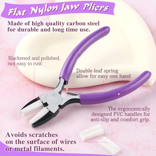 SPEEDWOX 5.5" Nylon Jaw Pliers Flat Nose, 2 Replacement Tips for Jewelry - style: Flat Nylon Jaw Pliers