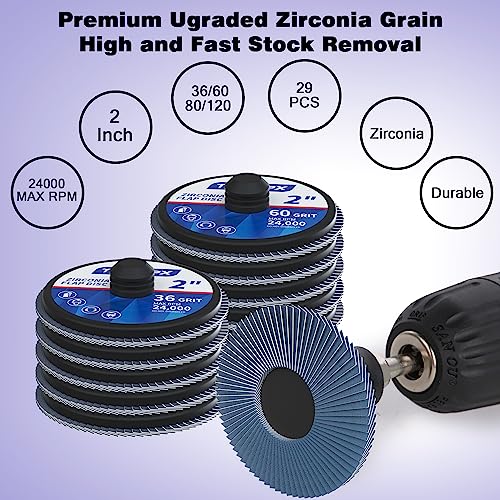 29 Pcs 2" Zirconia Flap Discs, Die Grinder Assorted - style: 29PCS Flap Discs