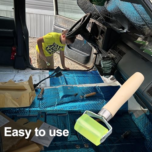 Heran Bearings Equipped Automotive Car Audio Sound Deadening Application Wheel Roller, Heat Abatement Mat Wallpaper PU Smoothing Tool Seam Rollers, Easy to Use