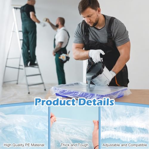 Hysagtek 30 Pcs Paint Tray Liners Disposable 18 Inch Paint Roller Tray Liners Paint Pan Liners Plastic Paint Pan Cover for House Walls Ceilings Painting