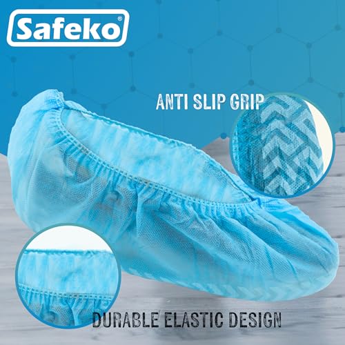 Premium Disposable Boot & Shoe Covers Booties, Durable, Non-Slip, Non-Toxic, Recyclable Protectors, Fits Most Shoes - Blue - Pack of 100 (50 Pairs) - style: Blue Bag of 100