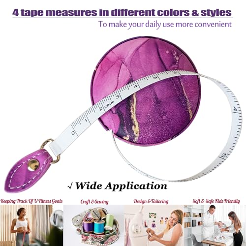 Tape Measure Body Measuring Tape，Medical Body Cloth Tailor Craft Dieting Measuring Tape, Dual Sided Retractable Ruler Colour Printed Soft Tape Measure Retractable - color: Purple Marble 1 pack