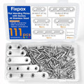 111PCS 5 Sizes Flat Mending Plates for Wood Metal Brace Bracket Stainless Steel Straight Wood Brackets with Screw Holes 1.4"/1.8"/2.2"/3.0"/3.8" inch(Silver) - color: Silver