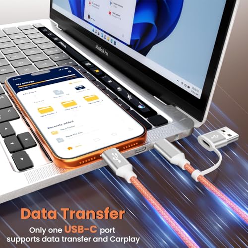 Dual Type-C 4IN2 Multi Charger Cable for iWatch/iPhone/L 5FT 2P - color: Orange_2, size: 2PCS&5FT