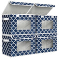 Univivi Fabric Foldable Storage Boxes with Lids, 4 Pack, Blue Lantern - color: Blue Lantern