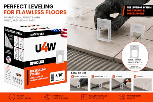Tile Leveling System 3/16" – Professional & DIY Tile Installation Tools – Includes 1000 Tile Leveling Clips Only for Secure Floor & Wall Tile Setting – Only Clips - MADE IN USA - size: 1000 Pcs 3/16"