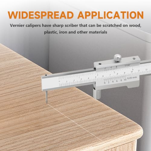 200mm Metal Scriber Calipers, Marking Gauge Calipers, 0-8 inch Carbide Parallel Cross Caliper for Scribing Iron, Steel, Wood and Other Materials