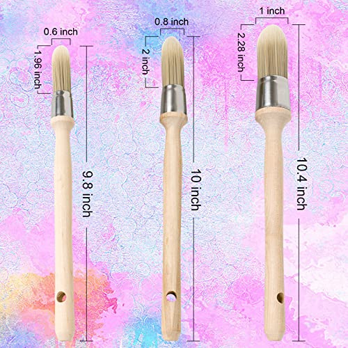 3 Pack Trim Edge Paint Brushes, Round Small Paint Brush for Walls Touch Up