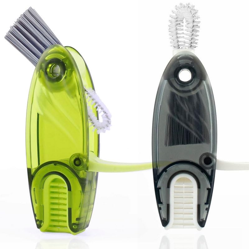 4 in 1 Cup Lid Cleaning Brush Set Multifunctional Bottle Brush Cleaner Tiny Bottle Cup Lid Brush Straw Cleaner Tools Mini Silicone Bottle Cup-Holder Cleaner with Hook Remover Green+Grey - style: 1pc Green 1pc Grey 4in1