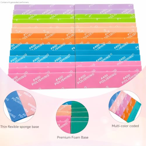 30Pcs Sanding Sponge Set for Model Waterproof Dry Sanding Blocks | 6 different particle sizes: 400/600/800/1000/1200/1500 | Total 30 pieces