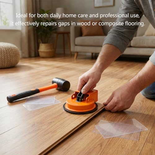 Floor Gap Repair Kit – Rubber Mallet + 7 Sticky Pads, Enhanced Suction Cup for Vinyl/Laminate