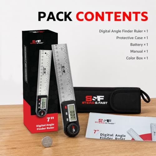 S&F STEAD & FAST Digital Angle Finder Tool with Case, 7 Inch / 200 mm - size: Digital Angle Ruler 7 Inch