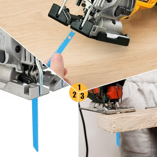 14 PCS U-Shank Jig Saw Blade Set, Jigsaw Blades for Wood Plastic Metal Cutting Fit Vast Majority U Shank Jigsaws Jigsaw Blades Set Includes 6T 8T 10T 14T 18T 24T 32T