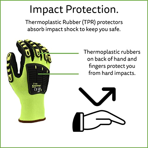 Cordova 7735 OGRE Impact Gloves, Padded Nitrile Coating for Extra Grip, Reinforced Thumb, High-Visibility Work Gloves, Flexible and Comfy, Heavy-Duty, 3X-Large, 1-Pack - size: 3X-Large