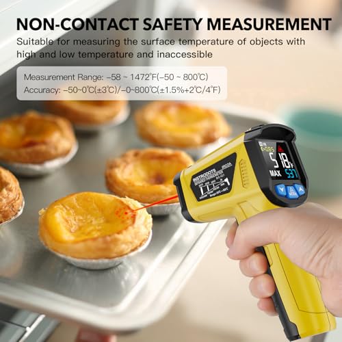 Infrared Thermometer Gun, -58°F~1472°F Non-Contact Surface Thermometer - color: Yellow (-58°F~1472°F)