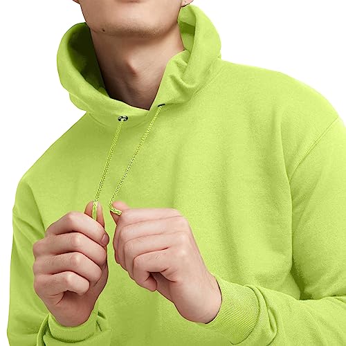 Hanes Men's Hoodie - EcoSmart Fleece Hooded Sweatshirt for Men & Women - Midweight Fleece - Big & Tall Available - color: Safety Green, size: Large