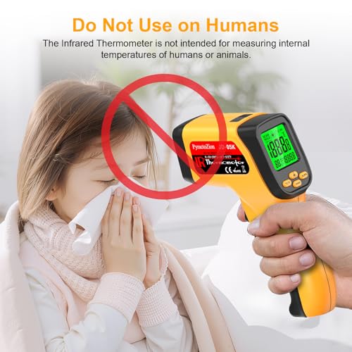 Infrared Thermometer Gun, Dual-Mode with Non-Contact IR & K-Type Thermocouple Probe Meature, -58°F to 1472°F High Accuracy Laser Temperature Gun with Emissivity, Humidity, for Cooking, Industrial Use