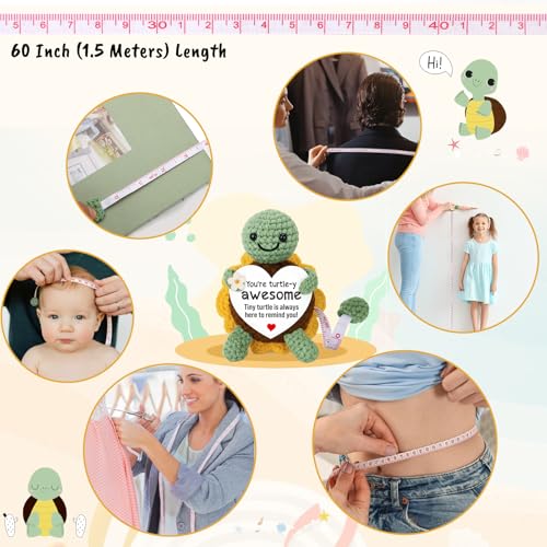 Xinezaa Gifts for Women, Crochet Turtle 60 in Retractable Tape Measure - style: awesome