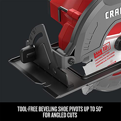 CRAFTSMAN V20 Cordless Circular Saw Kit, 6-1/2 inch, Battery and Charger Included (CMCS500M1)