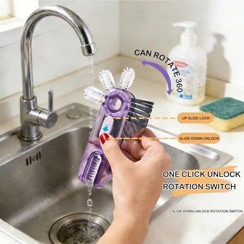 3 in 1 Cup Lid Gap Cleaning Brush Set, 3PCS Multifunctional Bottle Cleaning Brush, Cup Lid Gap Bottle Cleaner Home Kitchen Brush Tools Multicolor