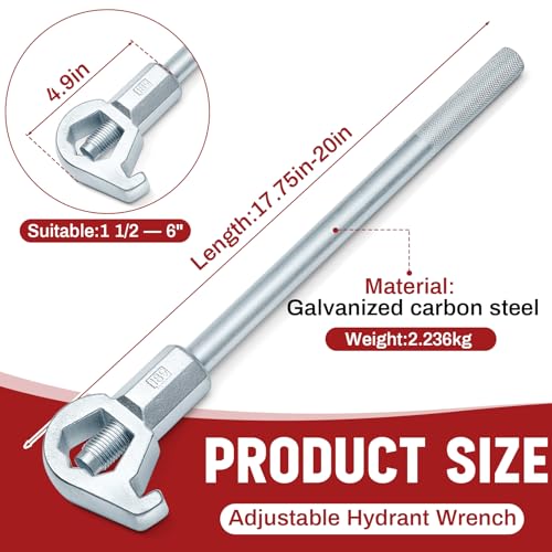 Tandefio 1 Pcs Fire Hydrant Wrench, 1-1/2" to 6", Silver - color: Silver, size: 1-1/2" to 6"