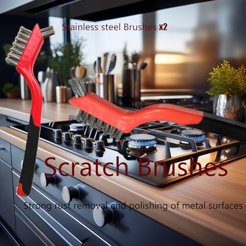 Small Wire Brushes Set for Cleaning Rust Removal in Holes, 6pcs Brass/Stainless Steel/Nylon Brushes