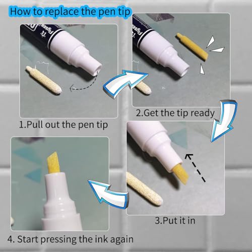 5 PCS Tile Grout Pen Home Repair Pen Tile Paint Markers for Tiles Floor Wall Bathroom Kitchen Repair Tools (White)