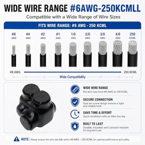 1-Port Single-Sided Inline Splice Connector 6AWG-250Kcmil - size: 6AWG-250Kcmil