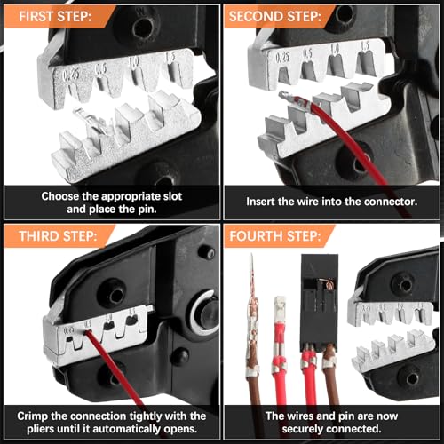 SN-58B Dupont Crimper, 1600PCS 2.54mm Dupont Connector Kit with Ratcheting Wire Crimping Tool, 23-16 AWG, 1/2/3/4/5/6/8/10 Pin Housings, Male Female Pins, Headers & Ribbon Cable - color: 1600pcs