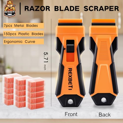 REXBETI Razor Blade Scraper Tool, Upgraded Windows, Glass Stovetop Scraper - style: Upgraded 1 Pack