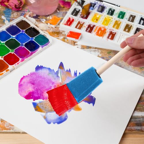 Foam Paint Brushes, 48 Pcs -10 Sizes, Paint Sponge, Premium Foam Brushes - color: Blue