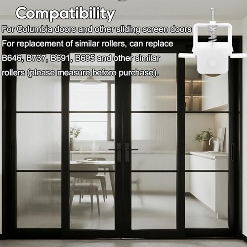 4pcs Sliding Screen Door Rollers, 1in Spring Loaded Rollers Replacement Roller Assembly with Carbon Steel Ball Bear Replaces B646 B737 B691 B695 Door Wheels