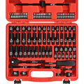 90PCS 1/4" Drive Impact Socket Set Metric 4-15mm and Standard SAE Size (5/32"-9/16"), with 72-Teeth Ratchet, Screwdriver Bit Set, Mechanics Tool Kit for Home Use and Automotive Repair - color: 1/4-90pcs