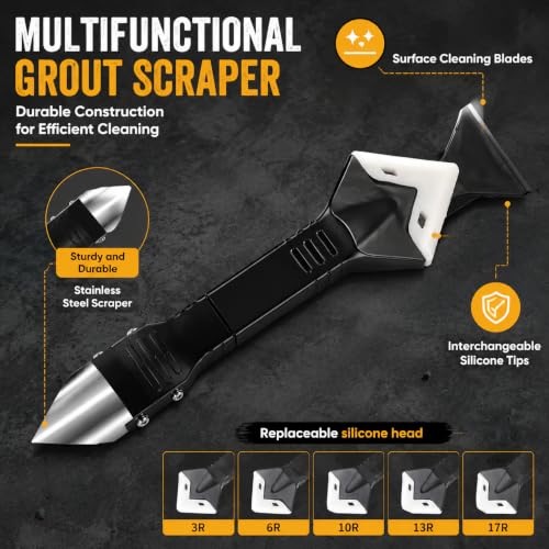 Professional 3-in-1 Silicone Caulking Tool Kit - Caulk Removal & Finishing Tool