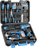 PULITUO Tool Set, 149-Piece Home Drill Set with Blue 12V Cordless Drill, Tool Box, Hand Tool Kits for Women & Men and DIY Enthusiasts, for Home Improvement - style: 12V Set(Blue)