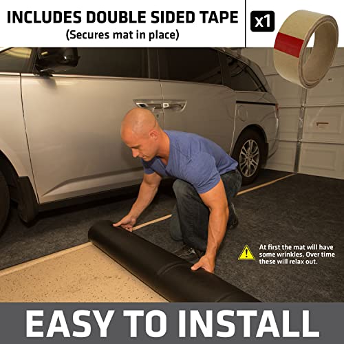Drymate Garage Floor Mat, (17' x 7'4"), Protects Surfaces, Transforms Garage, Absorbent, Waterproof, Durable (USA Made) (Charcoal) (Includes Double Sided Tape) - size: 7'4" x 17' (Rectangular)