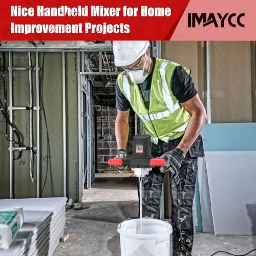 IMAYCC Cement Mixer 2100W, Portable Concrete Mixer, 110V Handheld Mud Mixer for Motar,Paint, Grout, Plaster, Thinset,Fodder Stirring Tool - color: Black