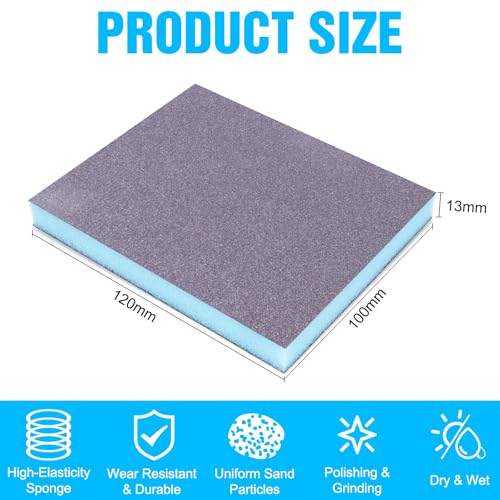 12 Pack Sanding Sponge, Washable and Reusable Sanding Blocks 180 Grit Wet Dry Sand Paper for Wood Drywall Metal Furniture - size: 180 Grits