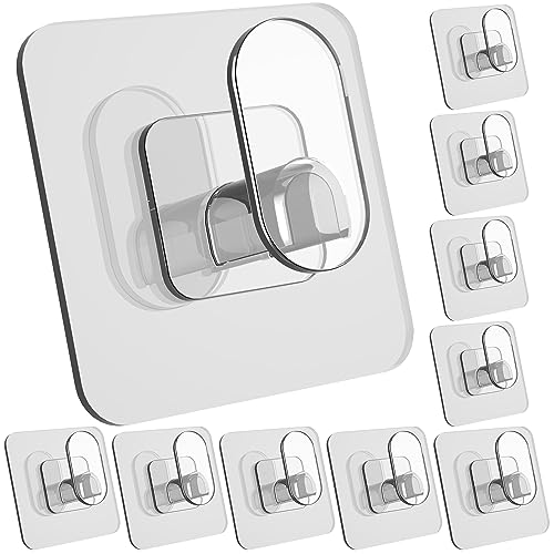 DELITON Drill Free Wall Hooks for Towels & Robe, 10 Pack, Adhesion - Shower Hanger Hook Stick on Wall for Bathroom - color: Transparent-1