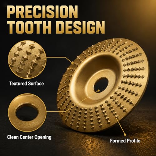 3PCS Angle Grinder Polishing Pad, Wood Grinding Disc Set for Angle Grinder, Tungsten Carbide Grinding Wheel Wood Carving for Cutting, Wood Sanding Polishing and Surface Finishing (Mix,Gold)