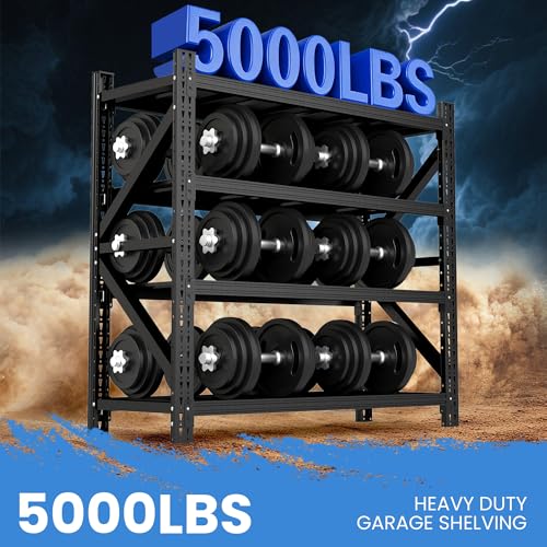 Heavy Duty Metal Shelving Units, Garage Shelves & Storage System - size: 67"W x 24"D x 63"H