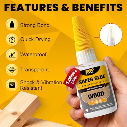 Wood Super Glue Liquid, Clear Instant Cyanoacrylate Adhesive for Wood Crafts Repair Woodworking, All Purpose CA Glue for Shoe Ceramic Plastic Leather Glass Model Metal Pottery Aquarium Porcelain Stone - size: 1oz-thin